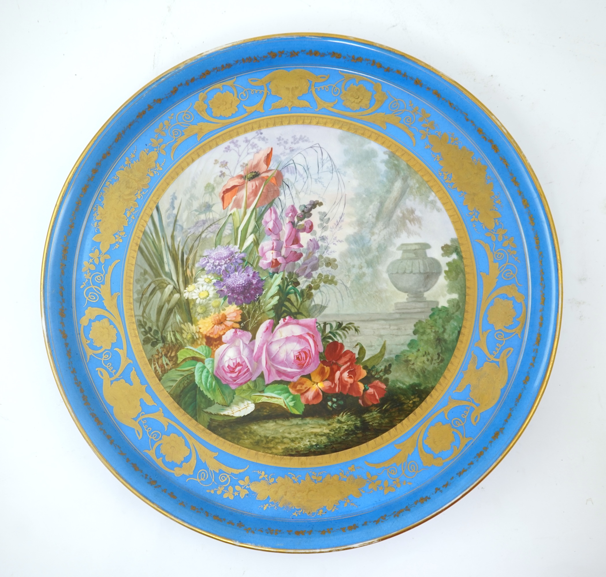 A large Sevres style porcelain charger, late 19th century